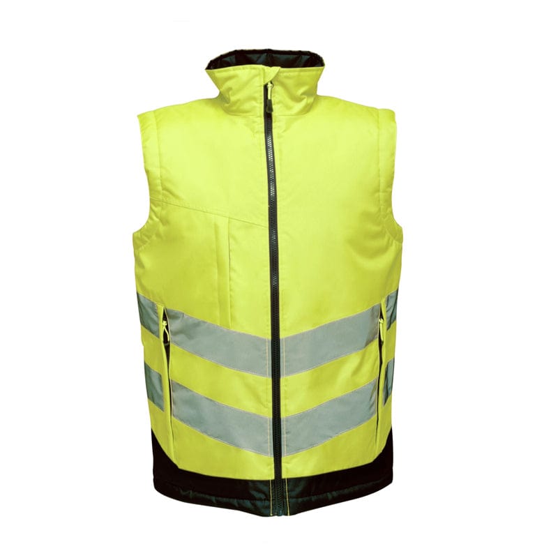 regatta hi vis pro body warmer tra840 yellow front
