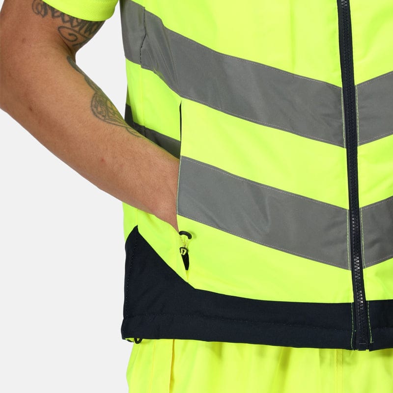 regatta hi vis pro body warmer tra840 yellow model detail