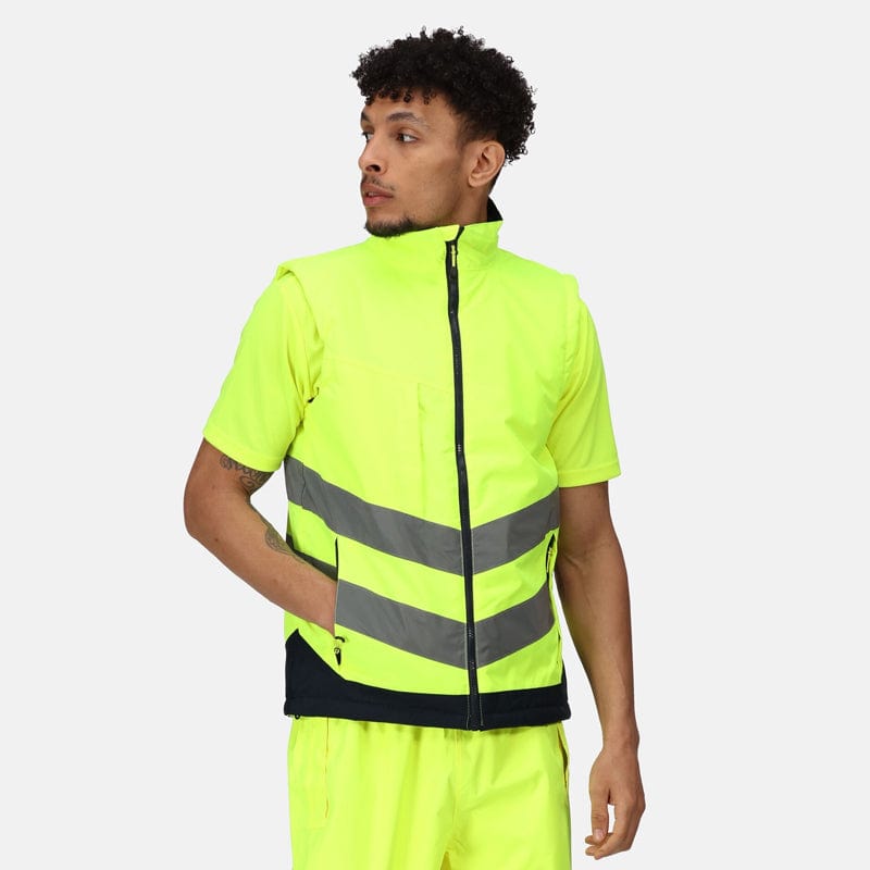 regatta hi vis pro body warmer tra840 yellow model