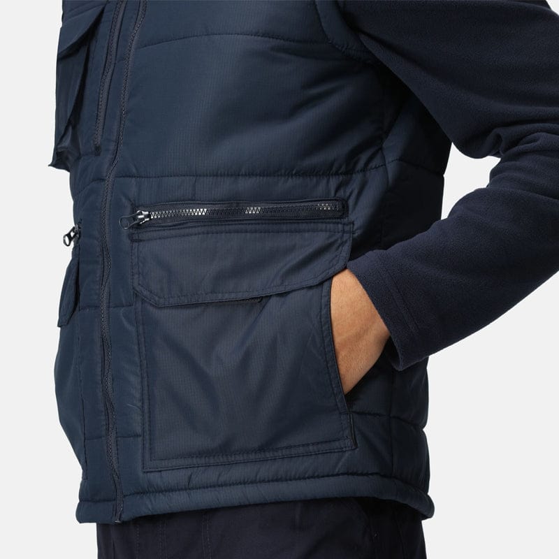 regatta steller multi zip bodywarmer tra803 navy pockets close up