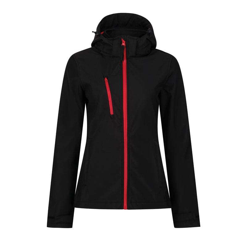 regatta womens venturer softshell tra702 black and red
