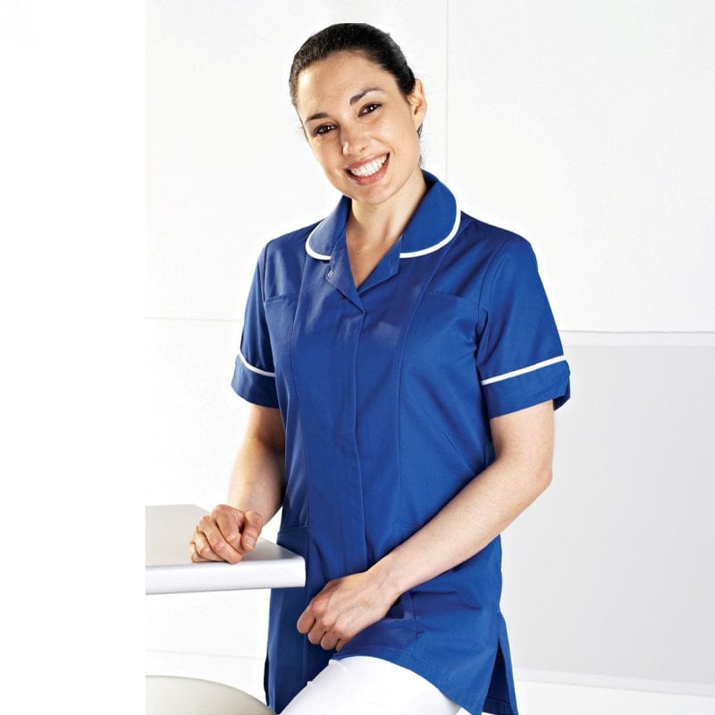royal blue female healthcare tunic