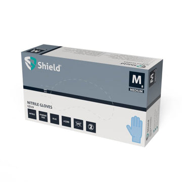 shield gd19 blue nitrile powder free disposable gloves pack 100