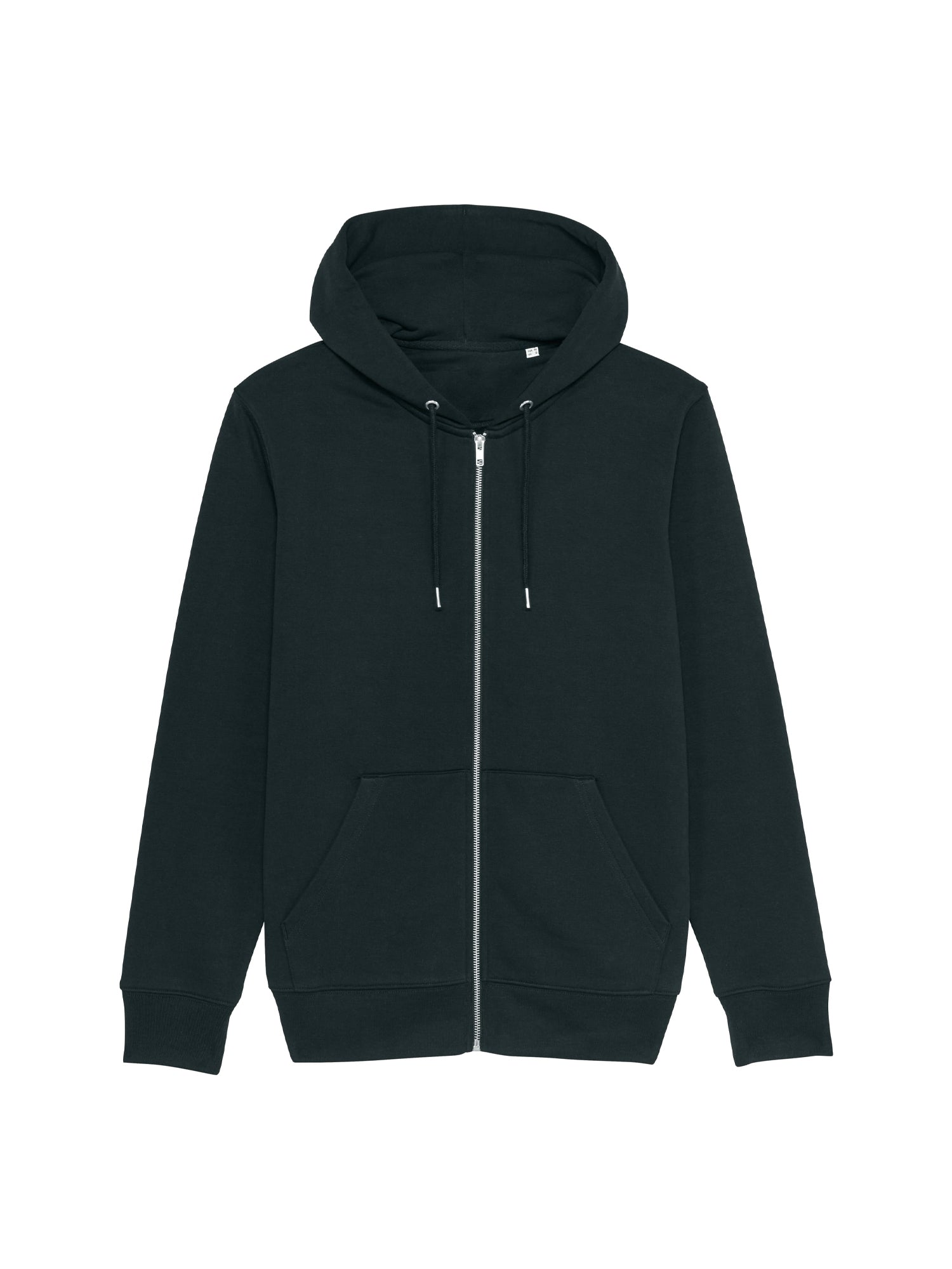 stanley stella organic zip up hoodie stsm566 portait black front flat lay