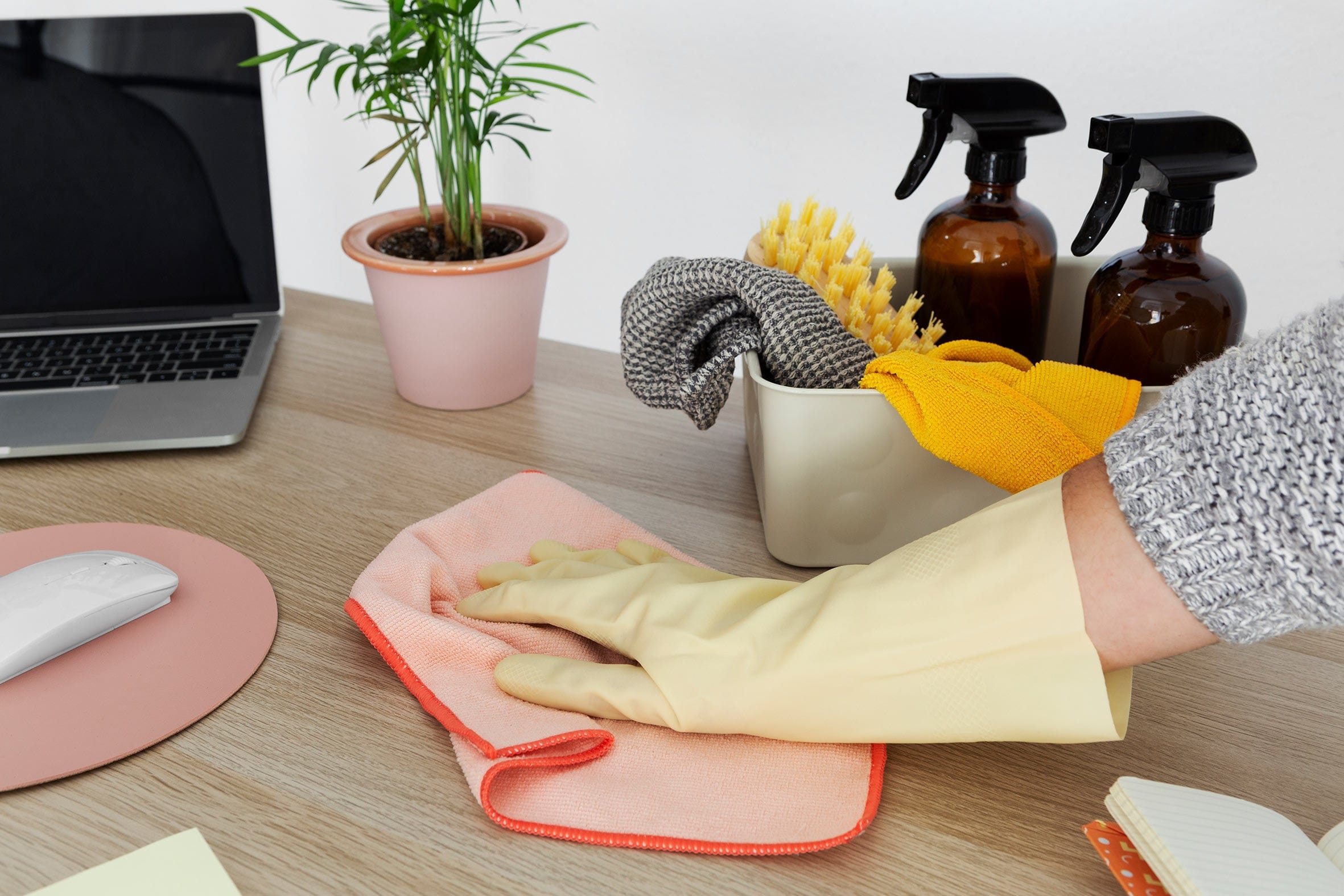 still life office cleaning process