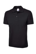 Black polo shirt on a white background