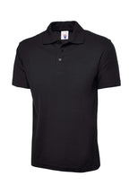 Black polo shirt on a white background