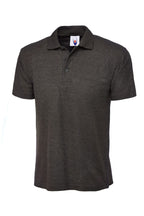 Dark gray polo shirt on a white background