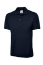 Black polo shirt with on a white background