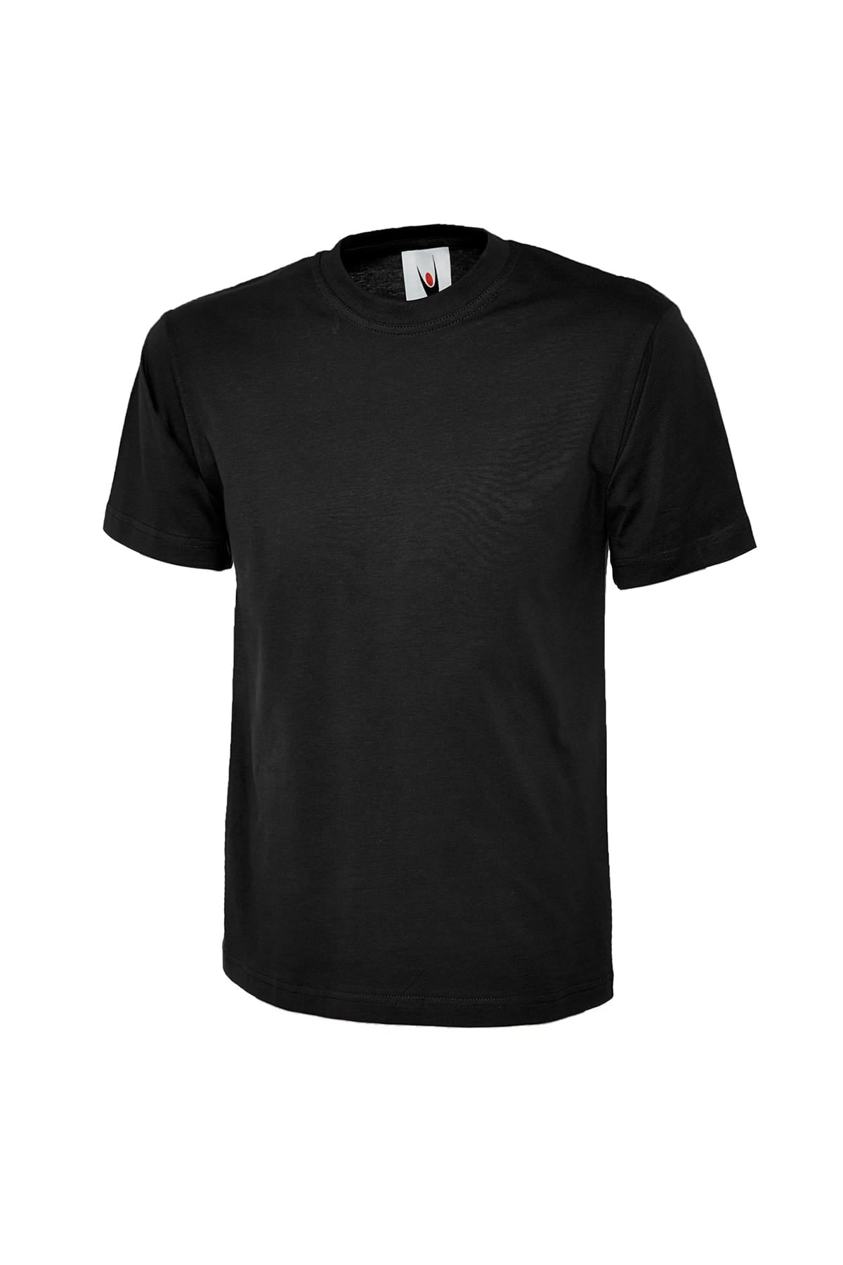 Black t-shirt on a white background