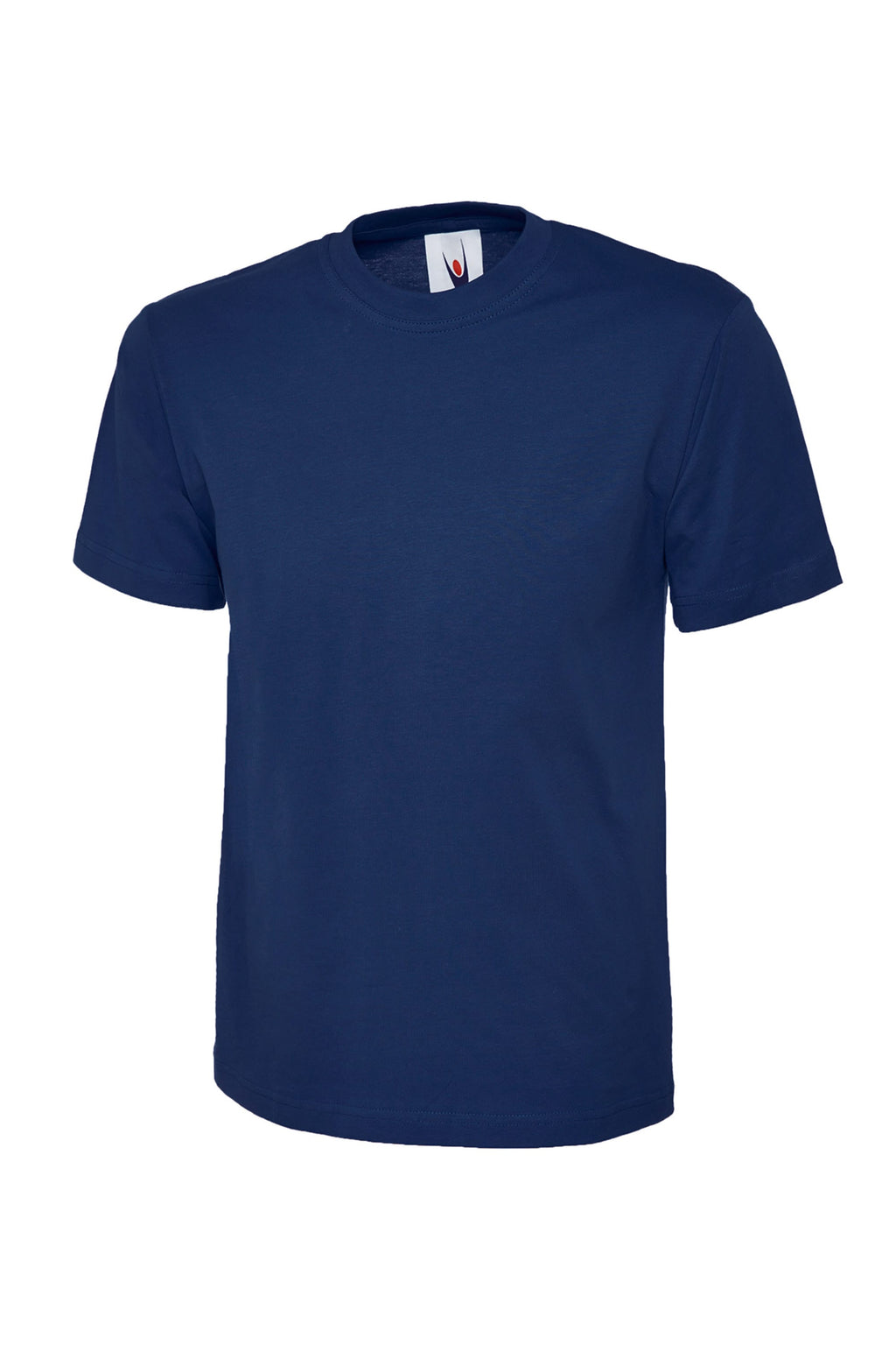 Navy blue t-shirt on a white background