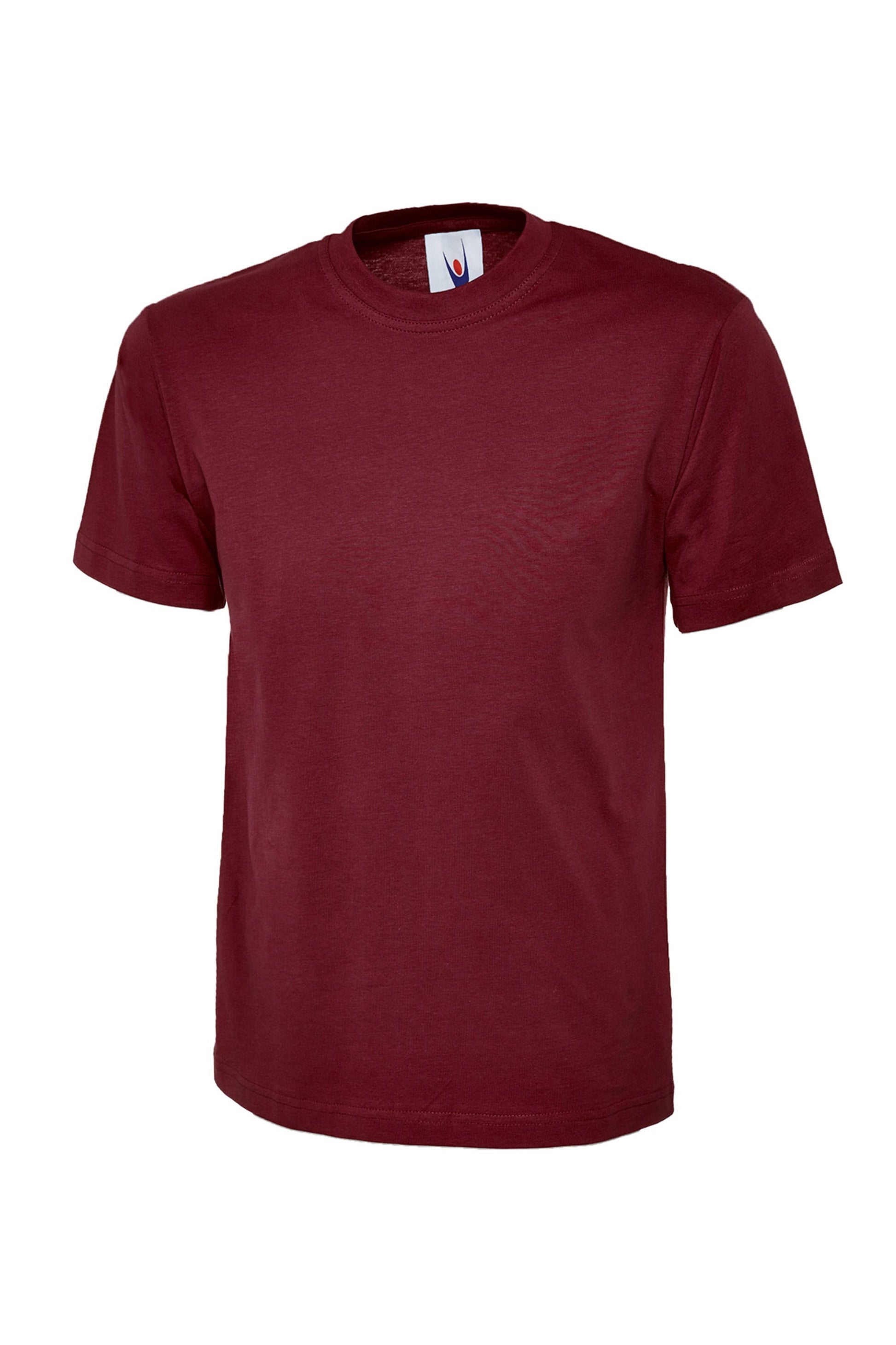 Maroon blue t-shirt on a white background