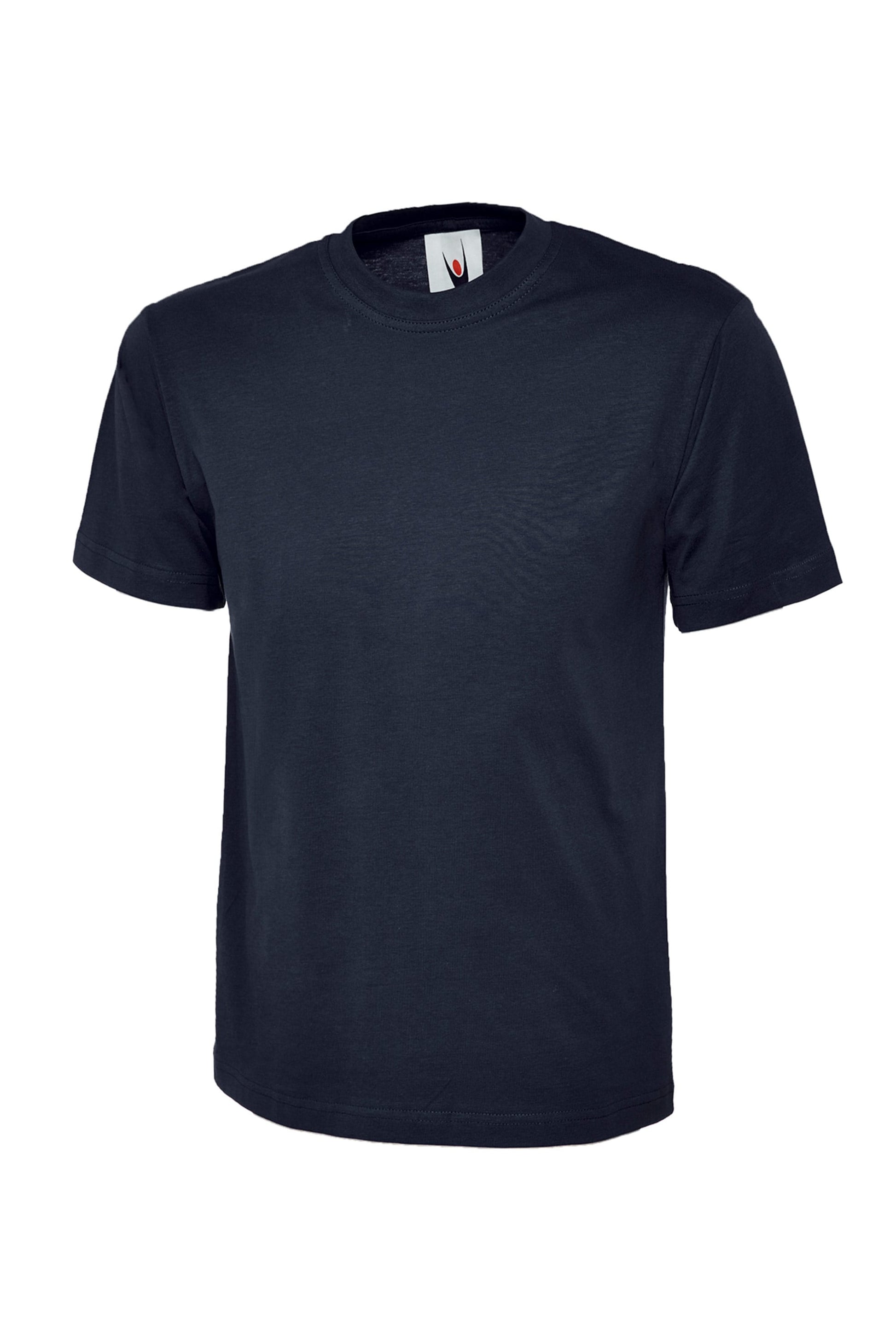 Navy blue t-shirt on a white background