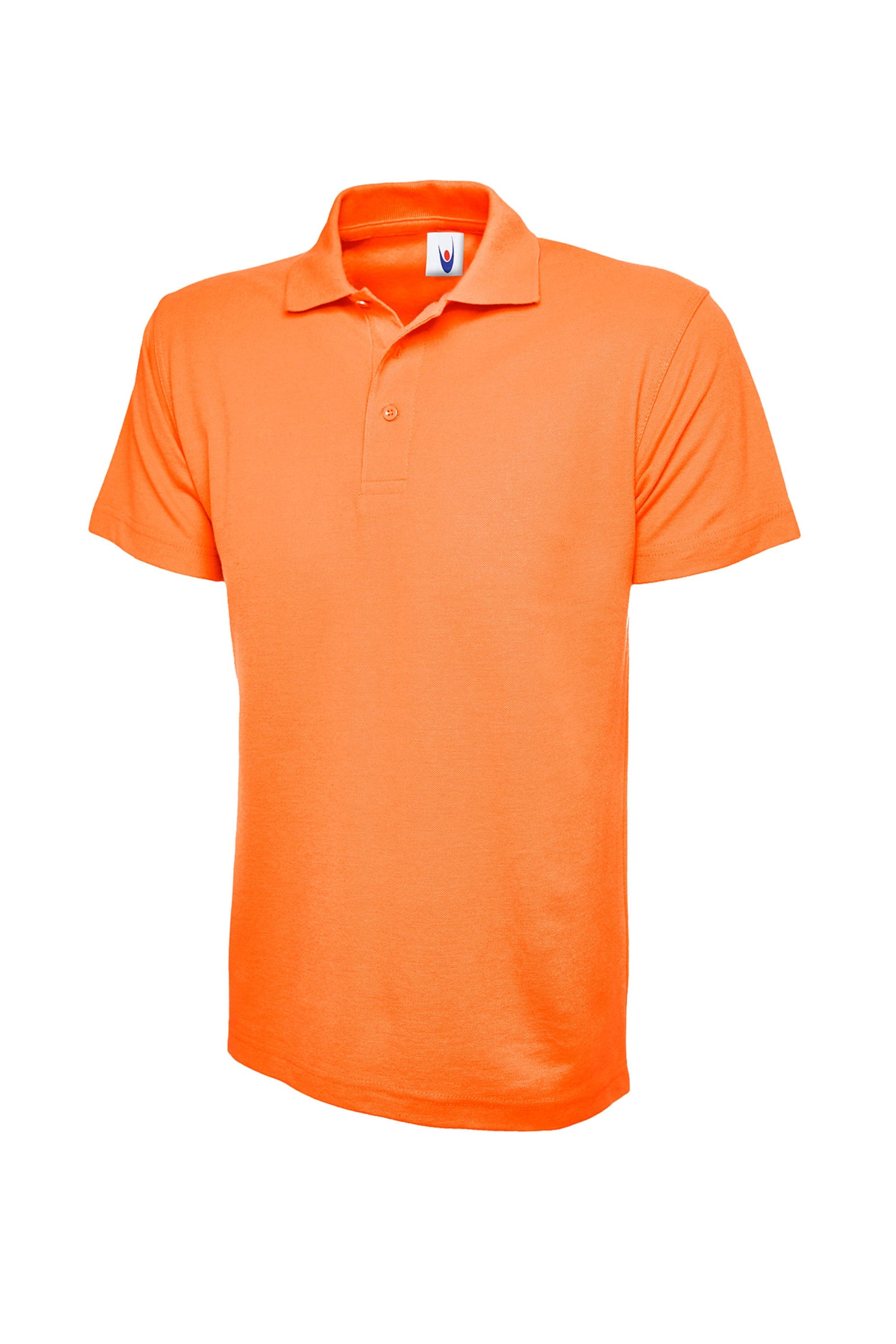 Orange polo shirt on a white background