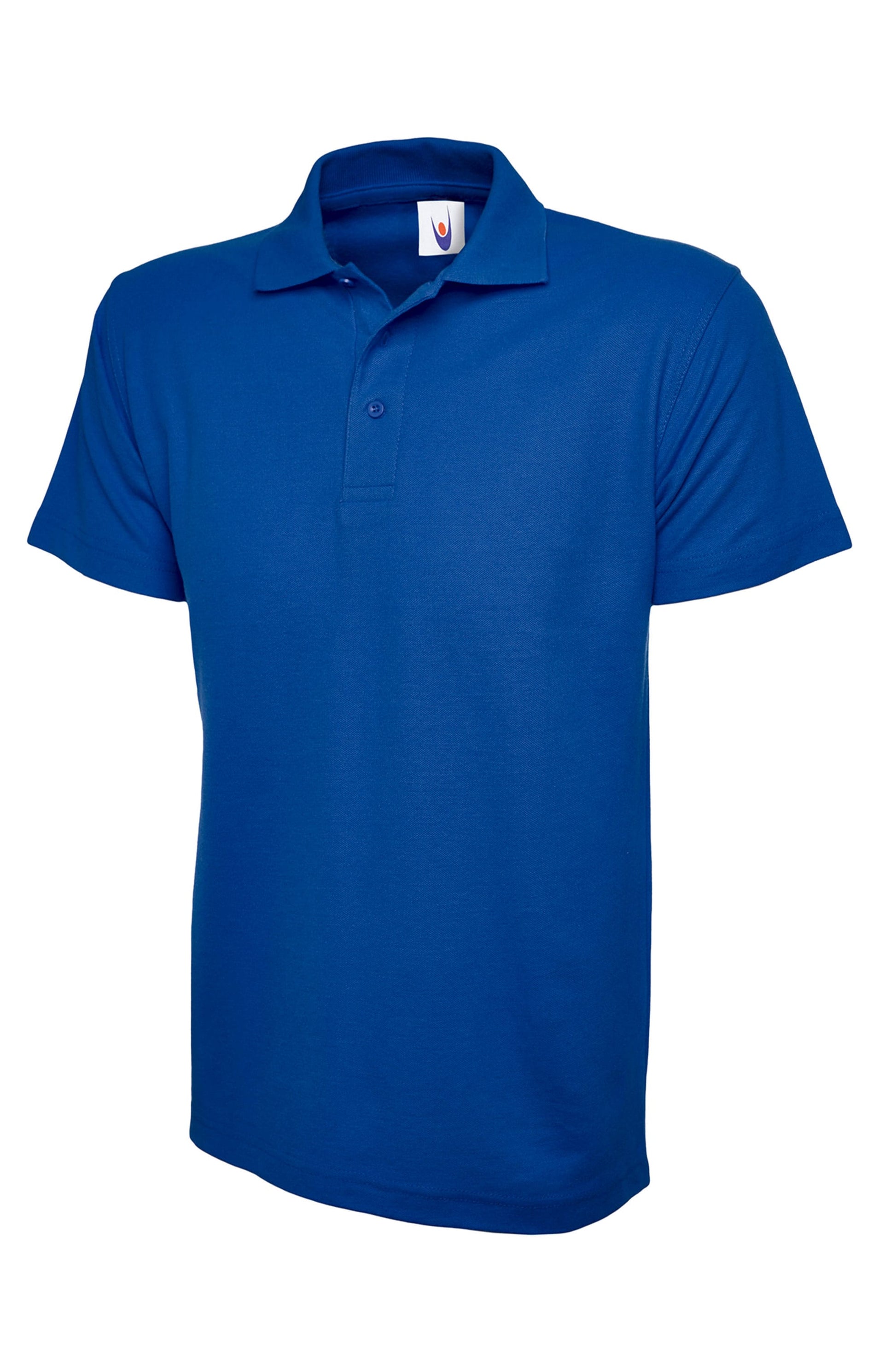 Blue polo shirt on a white background
