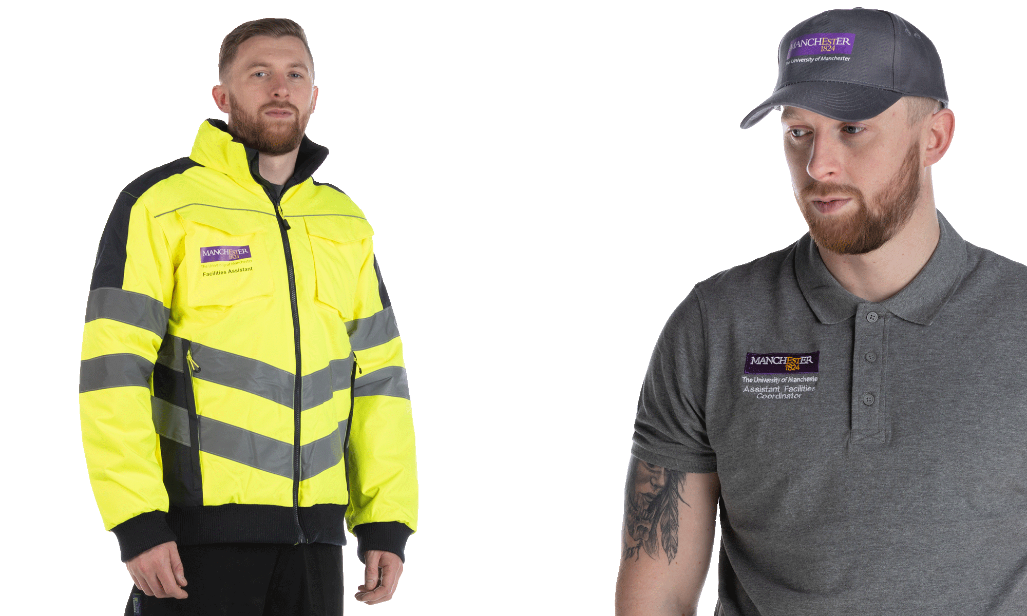 Two men in University of Manchester uniforms