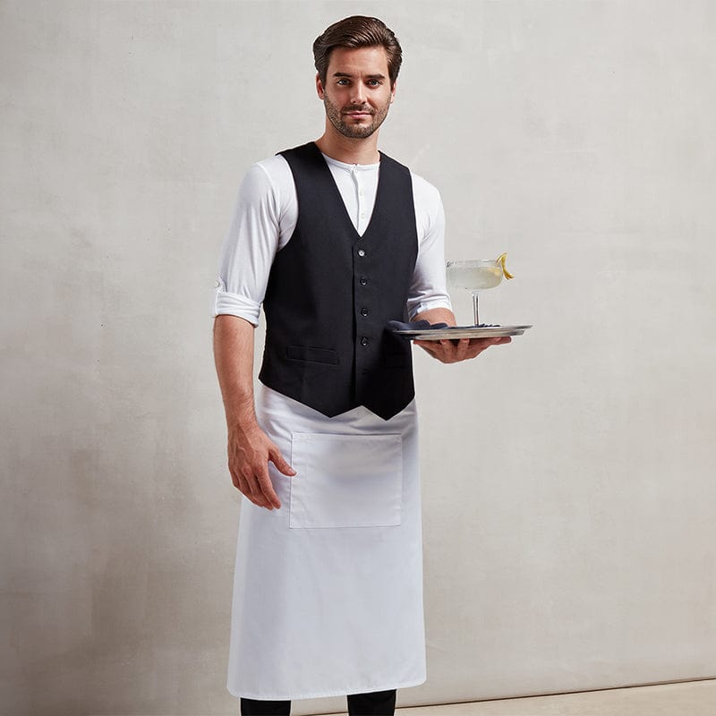 white bar worker long apron pr158 model