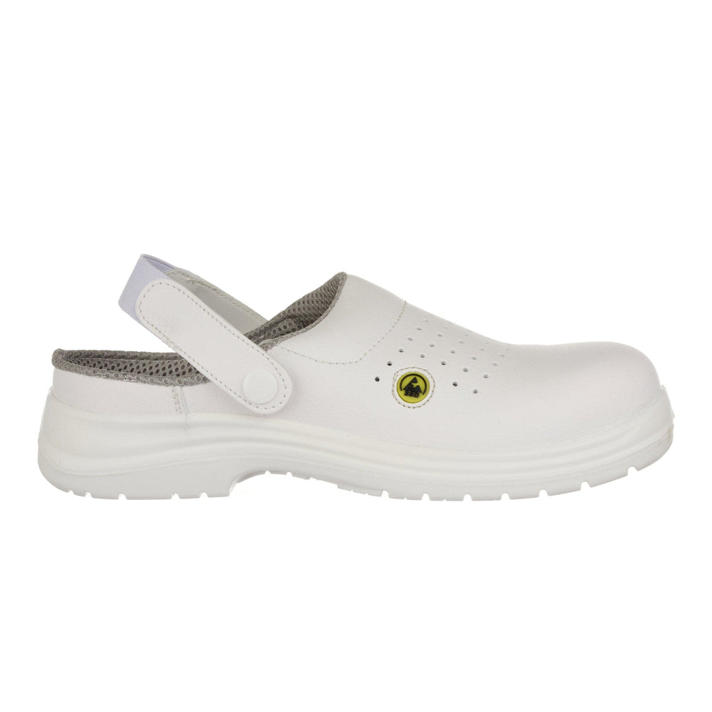 white perforated safety clog fc03