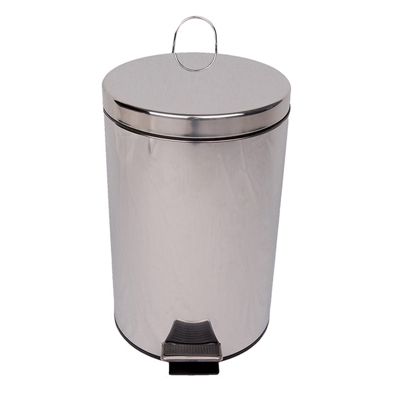 12 litre steel pedal bin silver