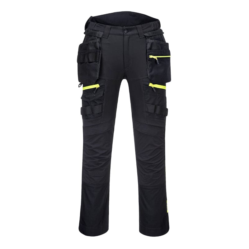 The **DX4 Detachable Holster Pocket Trousers** feature 4-way stretch fabric, ripstop durability, zip-off holster pockets, multiple storage options, and a stretch crotch gusset for maximum flexibility and comfort. Ideal for demanding work environments.