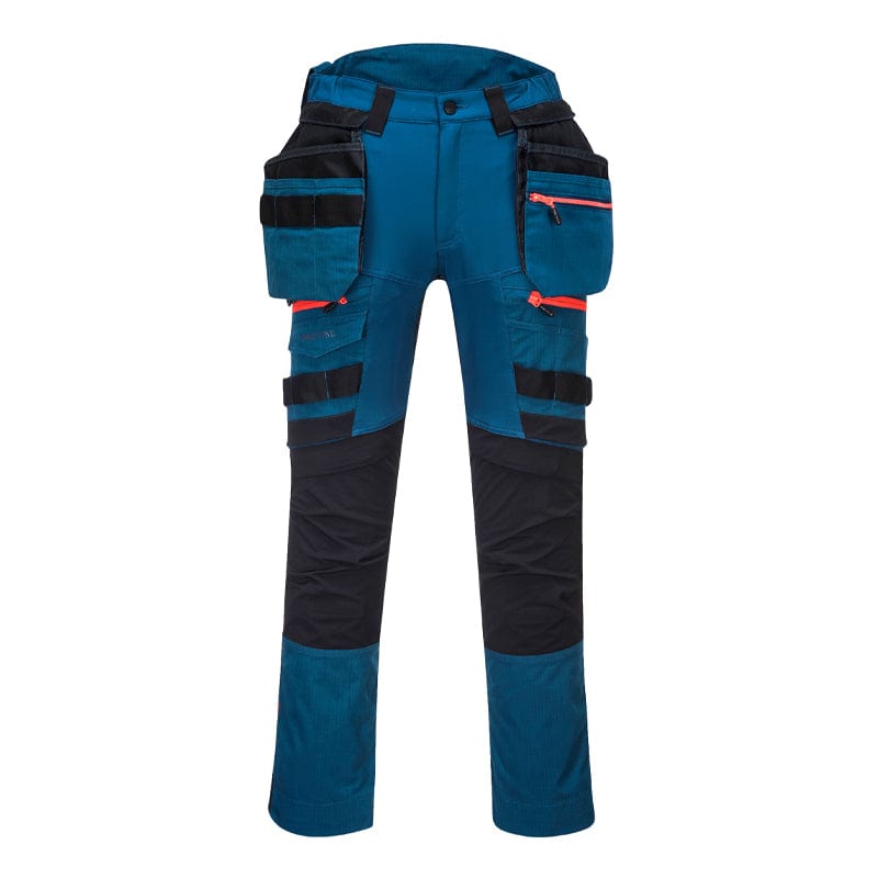 The **DX4 Detachable Holster Pocket Trousers** feature 4-way stretch fabric, ripstop durability, zip-off holster pockets, multiple storage options, and a stretch crotch gusset for maximum flexibility and comfort. Ideal for demanding work environments.