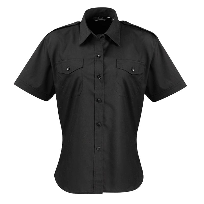 black epaulette collar pilot blouse
