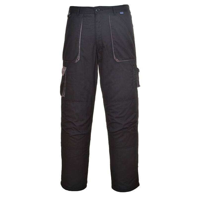 black lined industry work trousers