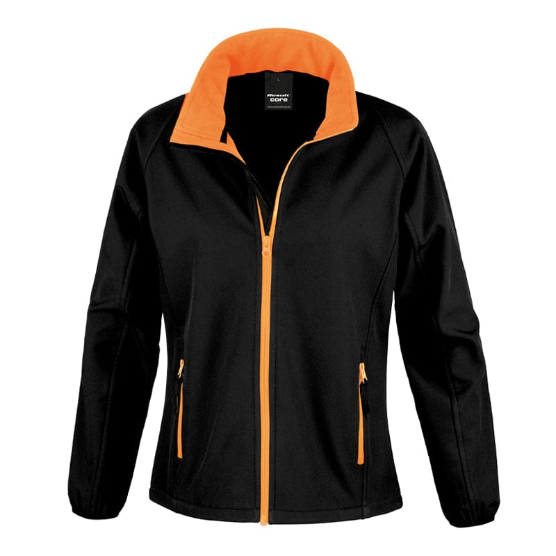 black orange ladies softshell jacket