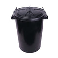 black refuse bin 90l with lid and clip