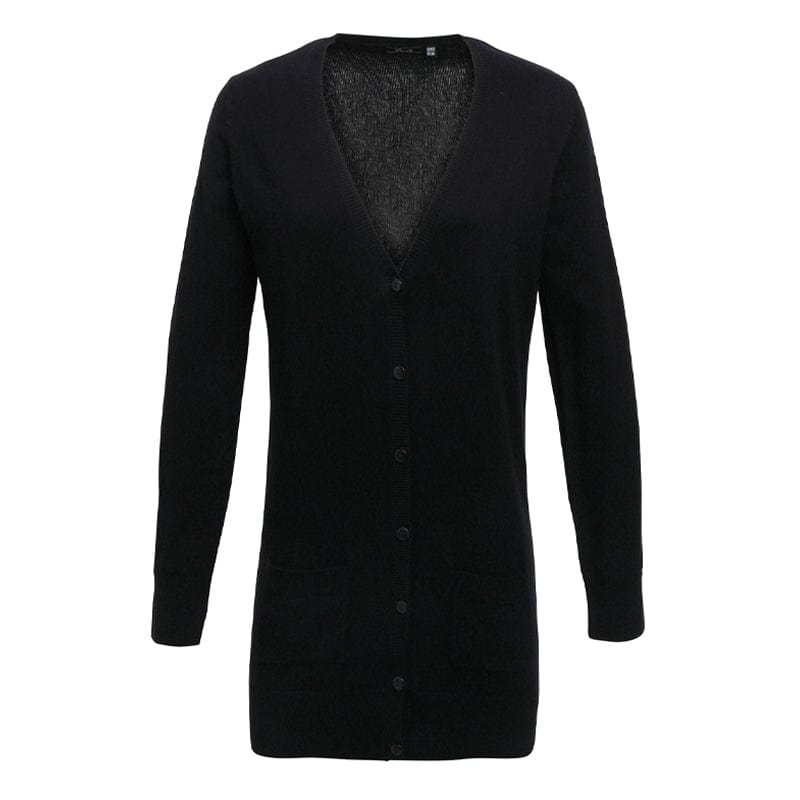 black v neck longline cardigan