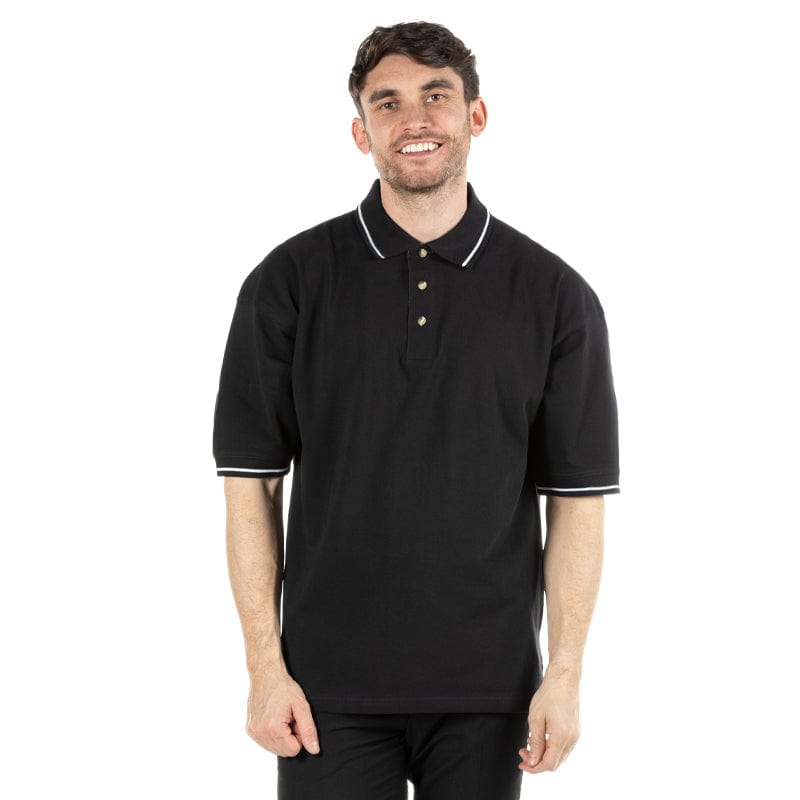 black white contrast stripes polo