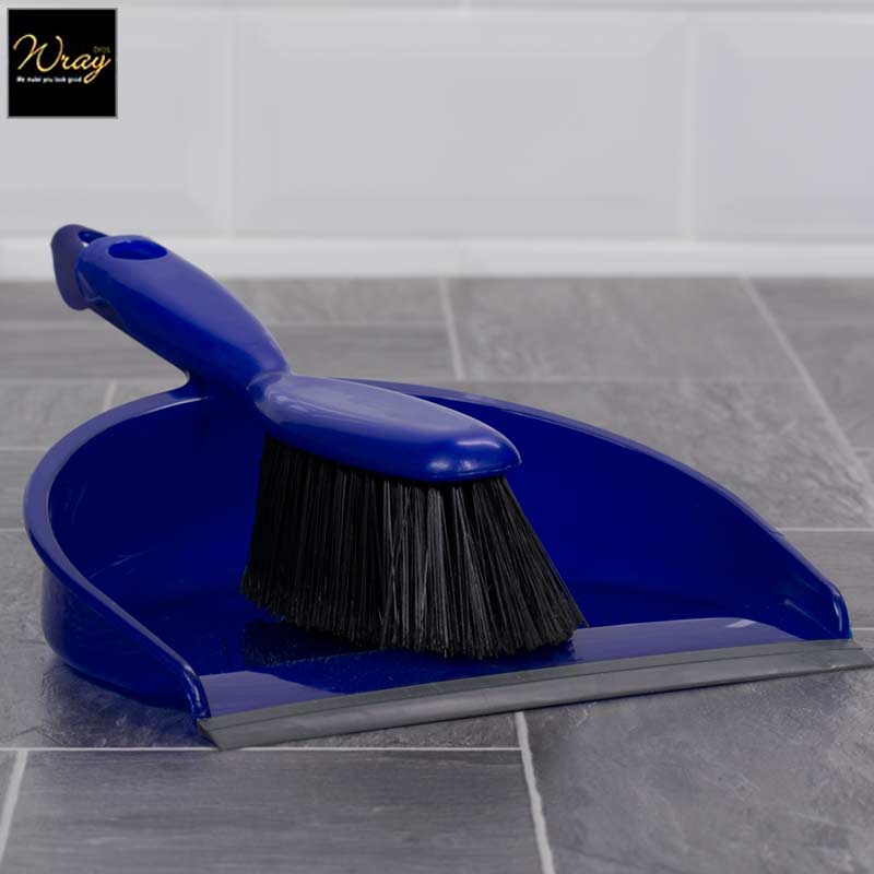 blue dust pan brush set