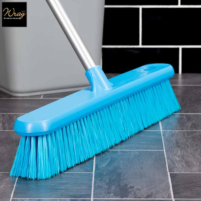 blue flat sweeping broom