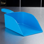 blue food prep hand scoop