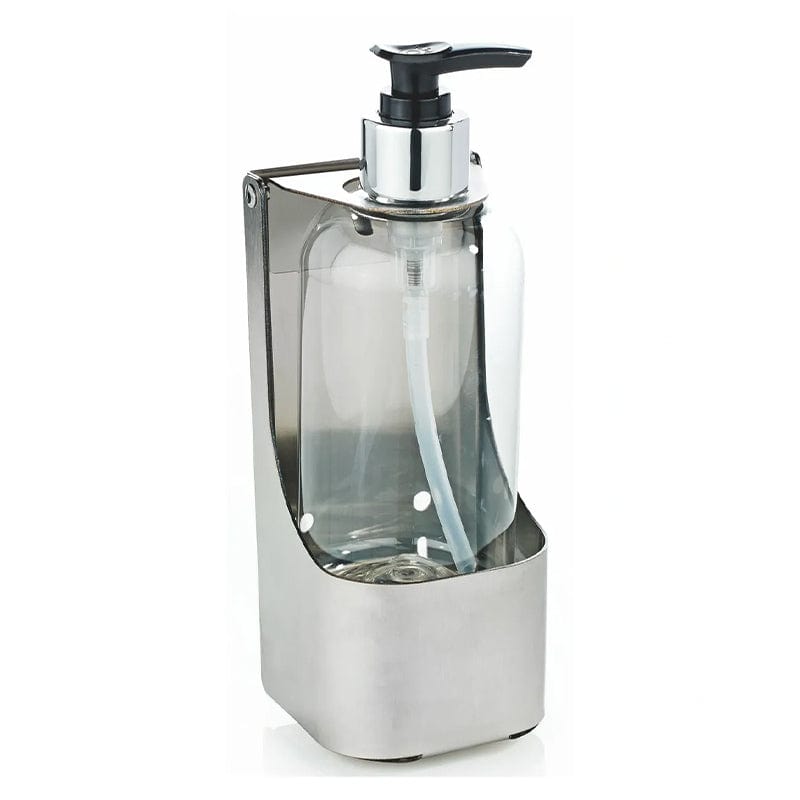 brushed stainless steel single soap bottle holder