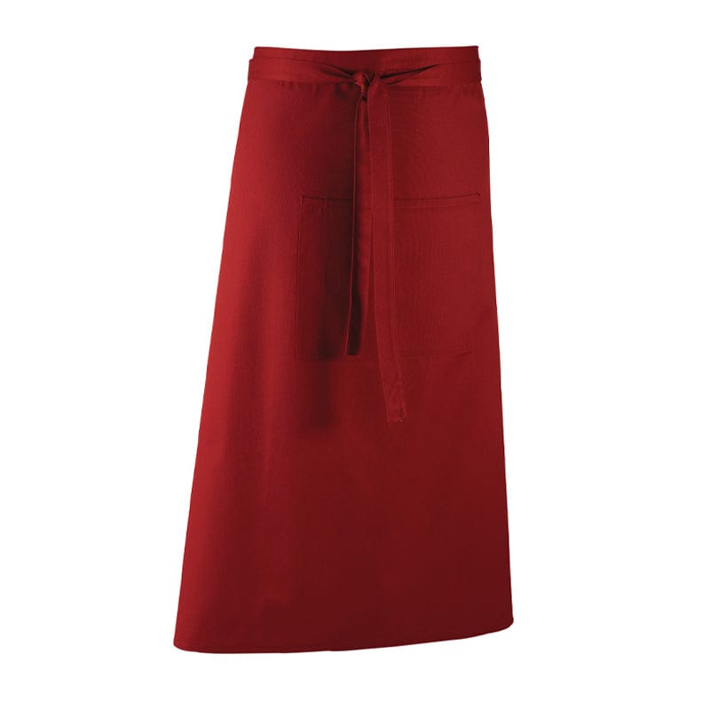 burgundy bar worker long apron
