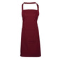 burgundy bib apron with pocket