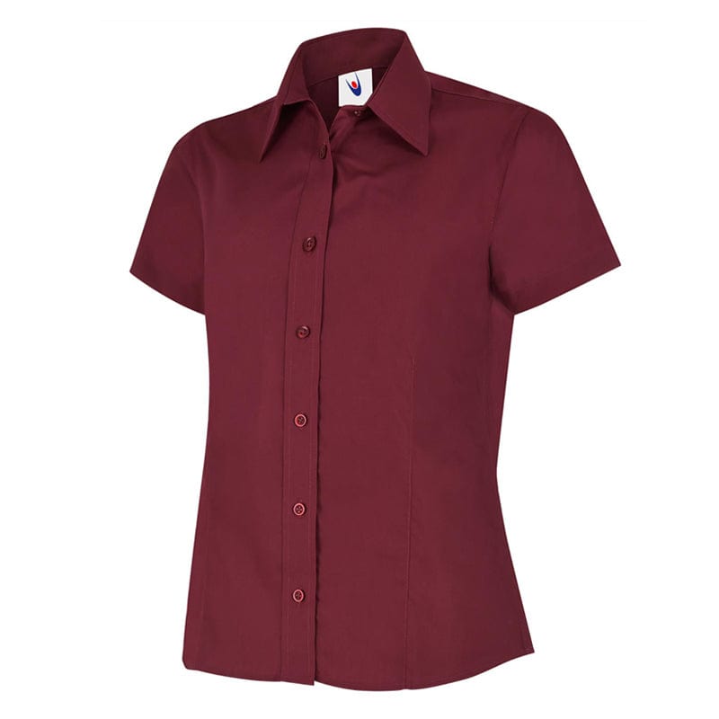 burgundy ladies short sleeve shirt uc712