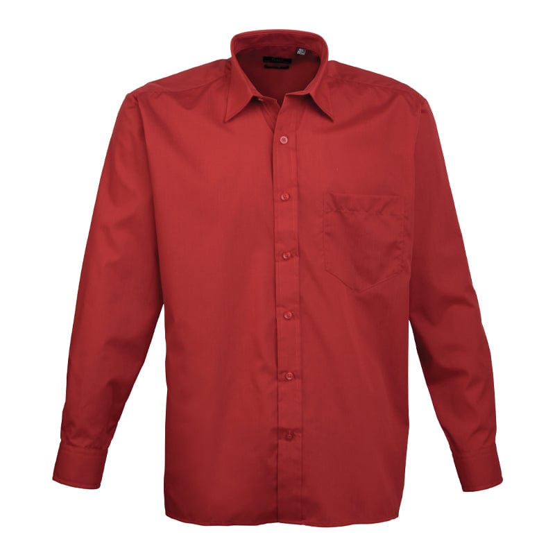 burgundy long sleeve poplin shirt