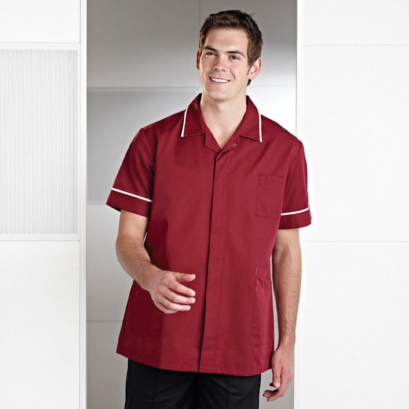 burgundy male salon tunic r52