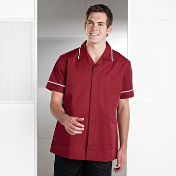 burgundy male salon tunic r52