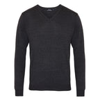 charcoal v neck knitted jumper pr694