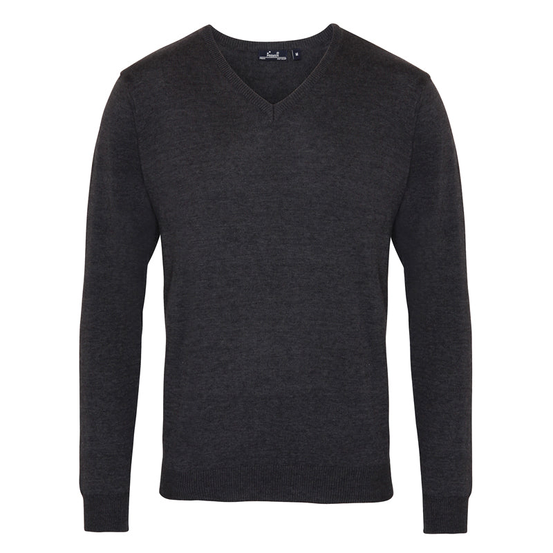 charcoal v neck knitted jumper pr694