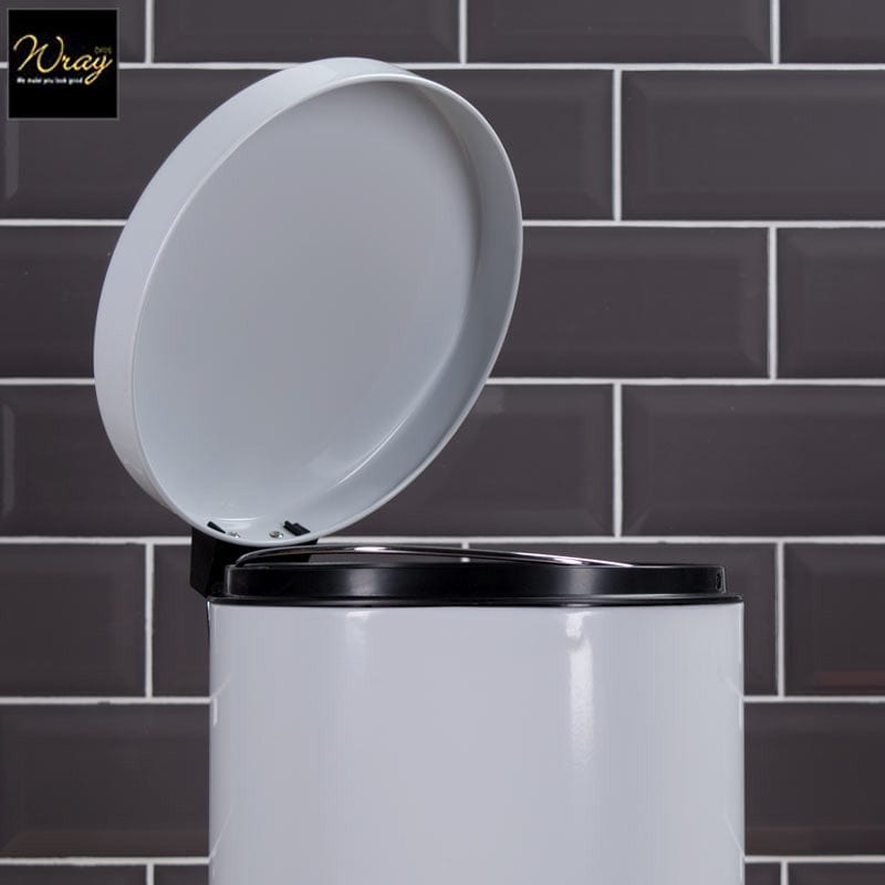clean stylish white pedal bin