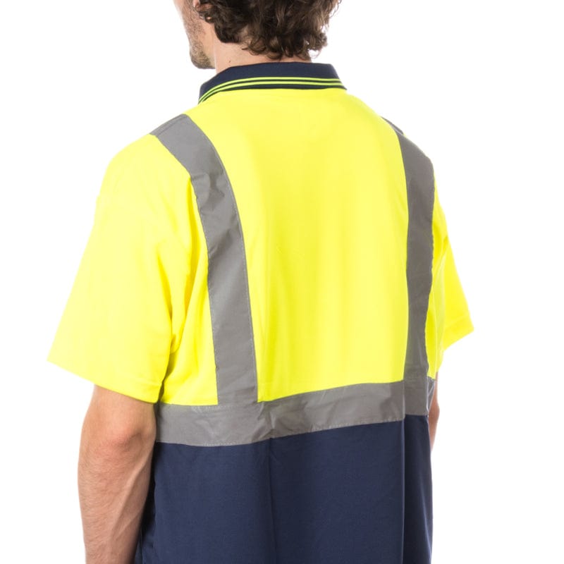 contrast navy hi vis polo
