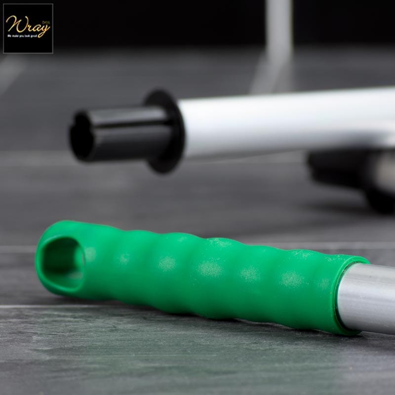 green aluminium mop handle