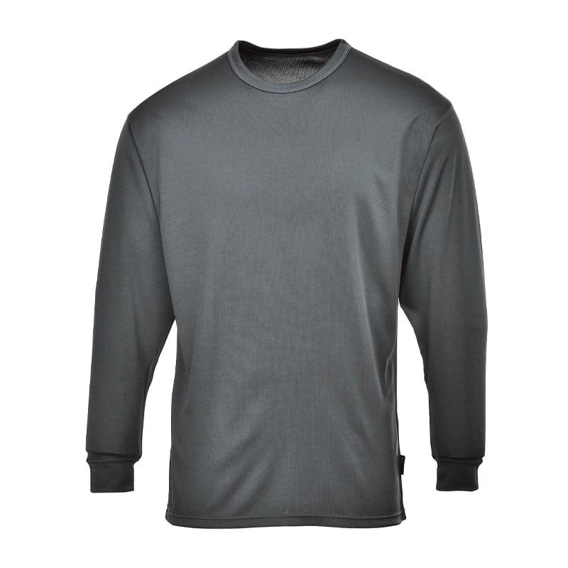 grey crew neck long sleeve baselayer top