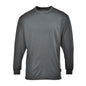 grey crew neck long sleeve baselayer top