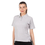 heather grey half moon yoke polo