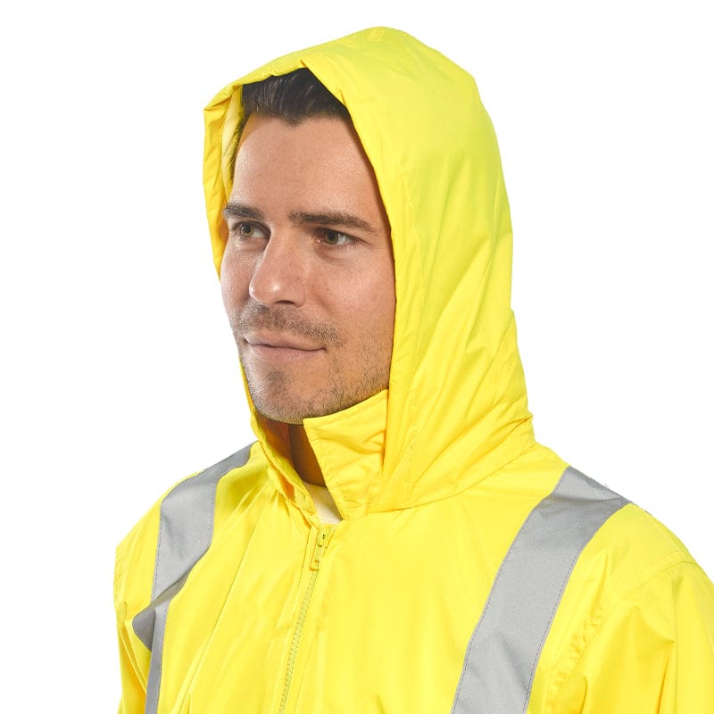 hooded hi vis rain jacket